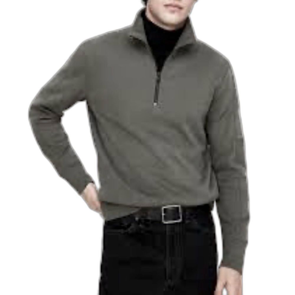Banana Republic Men's Gray-Blue Heathered 1/4 Zip LS Pullover Sweatshirt Size M